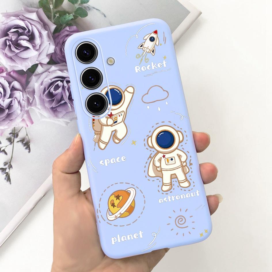 Чехол для Samsung Galaxy S24 Plus Милый Желтый Утенок Астронавт Матовый Силиконовый Мягкий Чехол для Samsung S 24 S24 Ultra S24+ 5G Funda