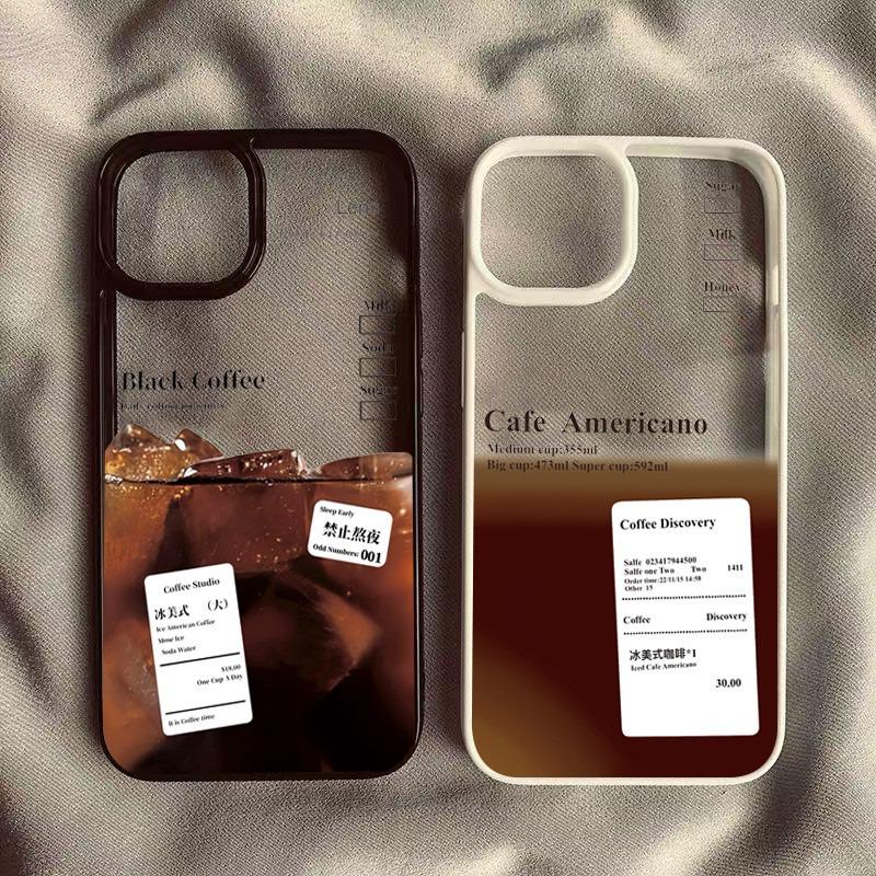 Чехол для телефона с рисунком 'Кофе со льдом' iphone15pro Для iPhone 16 15 Pro Max 16pro 14 13 12 11 XS X XR 7 8 Plus Акриловый Жесткий Чехол