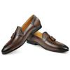 Fashion Fashion Leather Shoes For Men Elegant Business Office Place Handmade Tassel Braided Loafers Shoe Original Design Genuine Leather