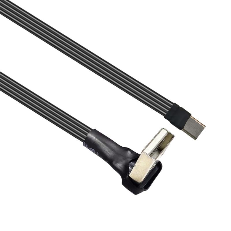Плоский гибкий Г-образный 90 градусов USB Male на Type C Кабель для зарядки и передачи данных 10 Вт для мобильного телефона ноутбука