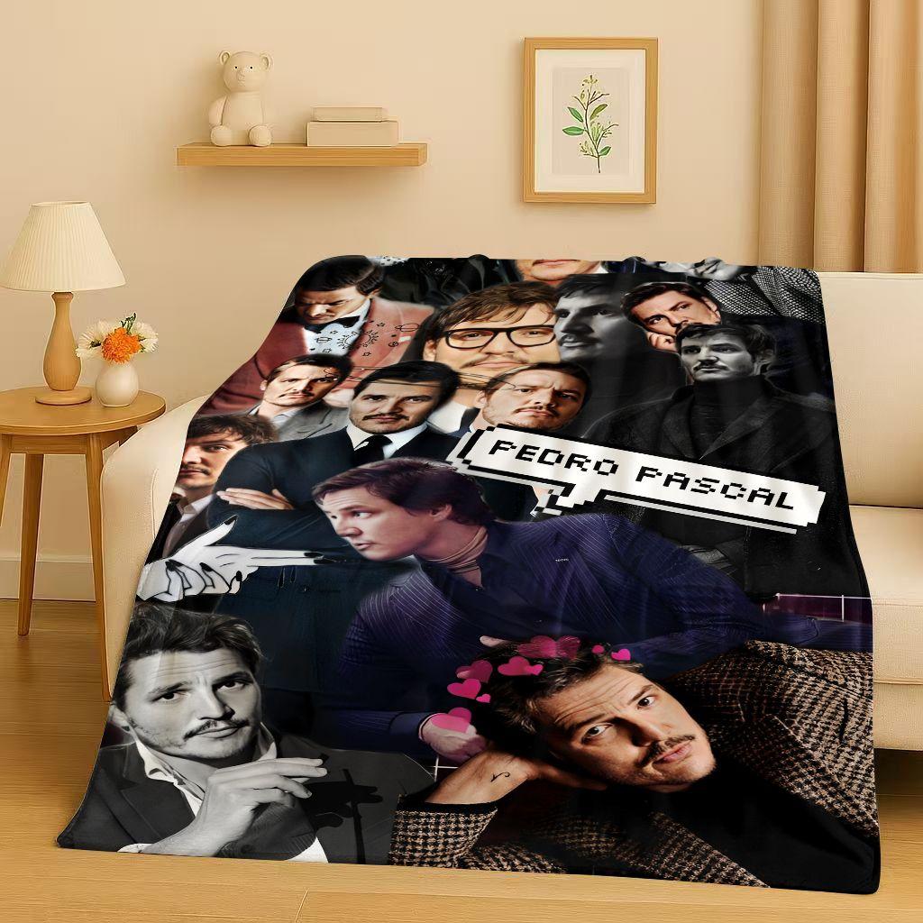 3D Pedro Pascal Handsome Actor Flannel Blanket,Ultra Soft Warm Plush Throw for Home Bedroom Bed Sofa Cover Kids Picnic Gift
