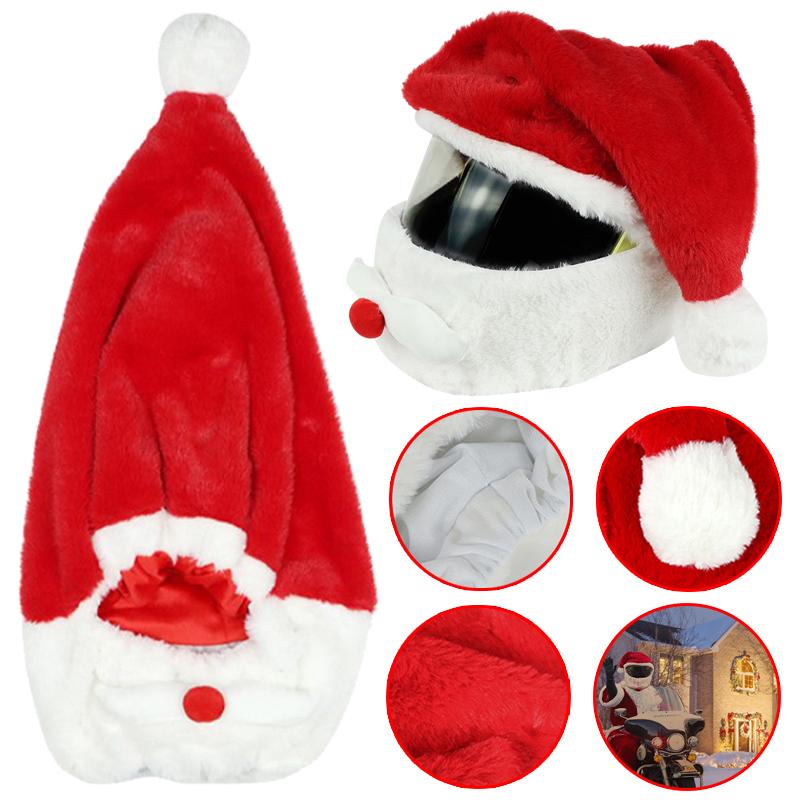 1-3Pc Plush Santa Motorcycle Helmet Cover Decoration for Christmas Cycling Full Face Hat Santa Claus Christmas Gift Helmet Cover