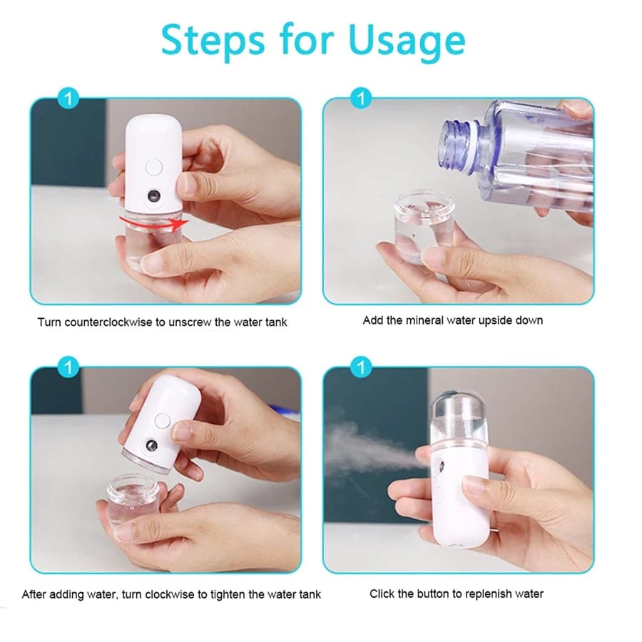 Mini Facial Steamer Spray Mister USB Humidifier Moisturizing Skincare Face Beauty Tool For Women