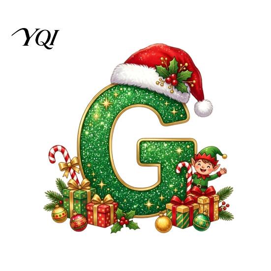 Santa Hat Letter Ornament Personalized 26 Alphabet Christmas with Elf Design, Acrylic Holiday Mantel Hanging Decor for Tree And Party Decorations