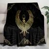 1PC Egyptian theme printed blanket, all season lightweight home office outdoor nap multifunctional blanket A4