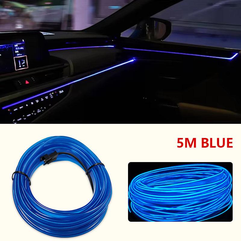 5M Car Interior Led Decorative Lamp EL Wiring Neon Strip Cold Light Wire For Auto DIY Flexible Ambient Light USB Atmosphere Lamp