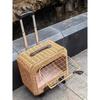 Portable Cat Carriers Stylish Pet Rolling Suitcase Large Capacity Woven Pet Travel Breathable Trolley Box for Cats & Small Dogs
