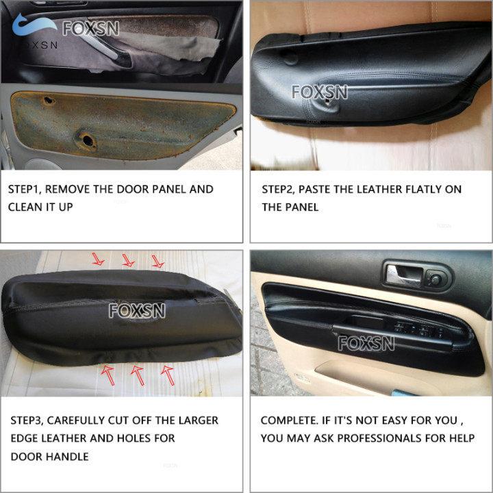 4pcs Car Styling Suede Leather with white line Interior Door Panel Armrest Cover Trim For VW Golf 4 MK4 Bora Jetta 1998-2005 LHD