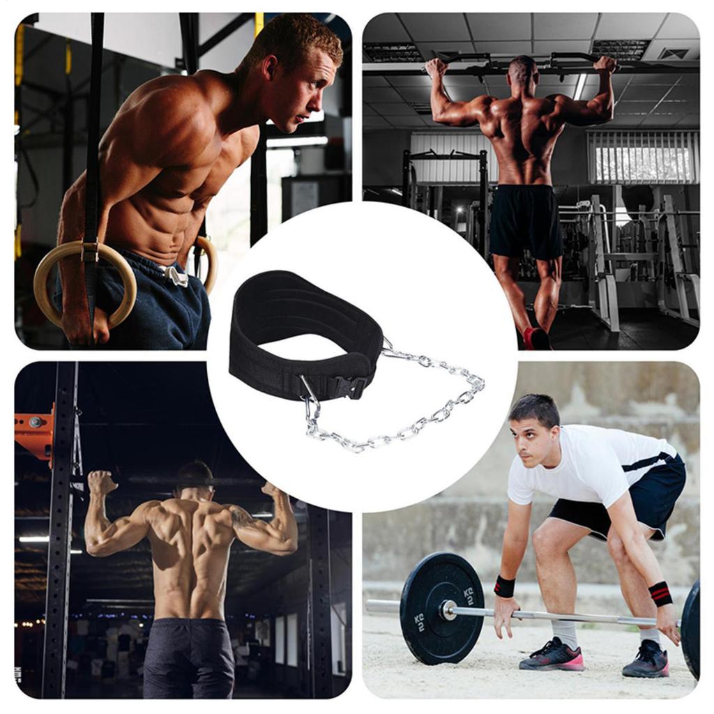 Dip Belt Weight Lifting Belt Heavy Duty Powerlifting Waist Band with Chain for Men Women Gym Deadlift Squat Pull Up Strength Training Waist Band