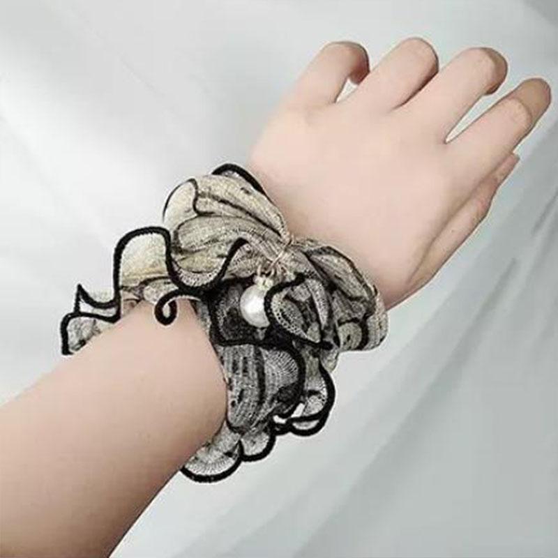 Square Women Fun Ears Edge Pearl Elegant Printed Neck Ties Pendant Temperament Cute Silk Scarf Versatile Handmade