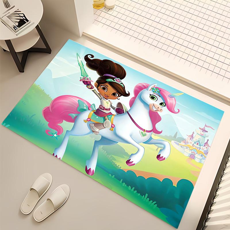 1pc Nella the Princess Knight Print Area Rug - Soft, Washable Non-Slip Indoor Mat, Living Room, Home Office Decorative Rug,Office Decorative