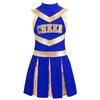 Униформа для девочек, костюм для болельщиц-подростков, командная одежда, без рукавов, контрастное цветное плиссированное платье, костюм на Хэллоуин