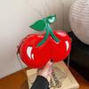 Kawaii Red Fruit Crossbody Bag Large Capacity PU Shoulder Pouch Chain Cherry Shape Bag  Vacation