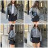 Fall/Winter Chic Street Coat for Casual Women with Pocket Front Zipper Vintage Lapel Bomber Jacket with Long Sleeves