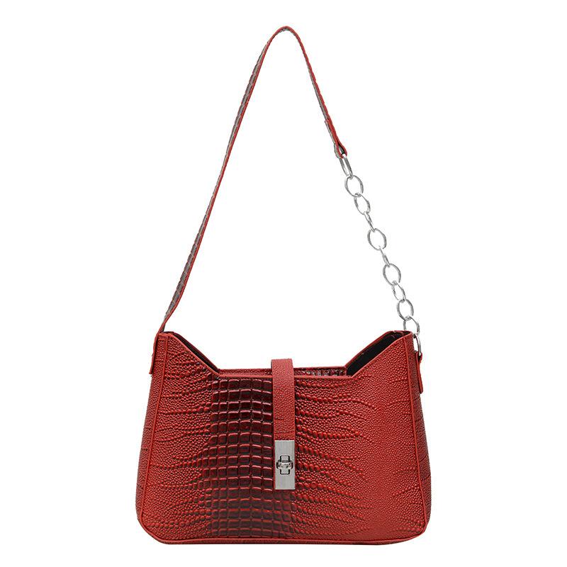 Корейская версия высококачественной сумки подмышкой для женщин 2024 года, новая модная сумка с крокодиловым узором, ранняя осенняя ретро-сумка через плечо