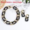 Female Resin Fluorescent Necklace And Earrings Jewelry Set With Electroplated Finish For Autumn