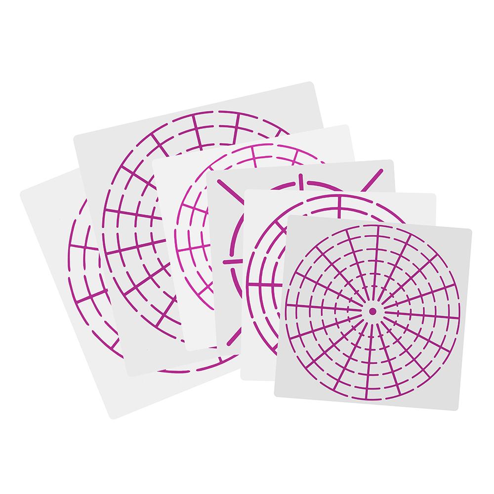 6Pcs Plastic Mandala 8/12/16 Segment Stencils Creative Template Set Art Projects