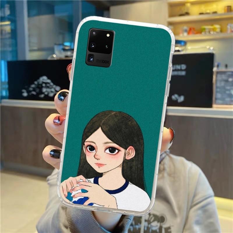 Чехол для телефона Sweet Girl Hand Drawns для Samsung Galaxy S10 S21 S22 Plus Ultra A91 A51 A21S A12 Прозрачная накладка для телефона