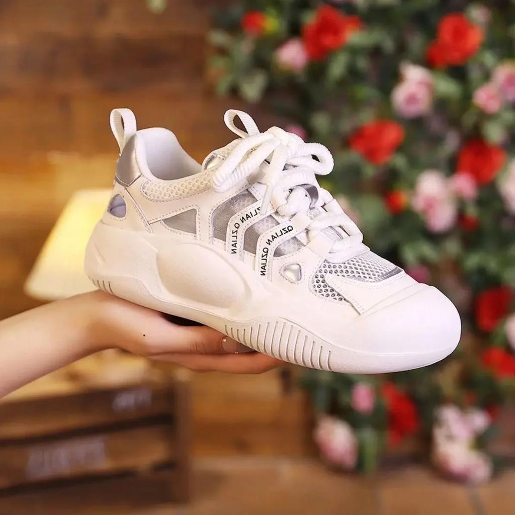 Женские кроссовки ретро 2024 новые нескользящие сетчатые женские вулканизированные туфли дышащие кожаные танкетки спортивная женская обувь Zapatos De Mujer