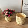 Yellow Desktop Organizer Basket Bamboo Weaving Fruit Basket Drain Basket  Vegetable Fruit Flower
