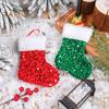 Christmas Stocking Mini Sequin Present Bag with Plush White Rim Xmas Tree Hanging Candy Snack Sock Gift Bag Home Decoration