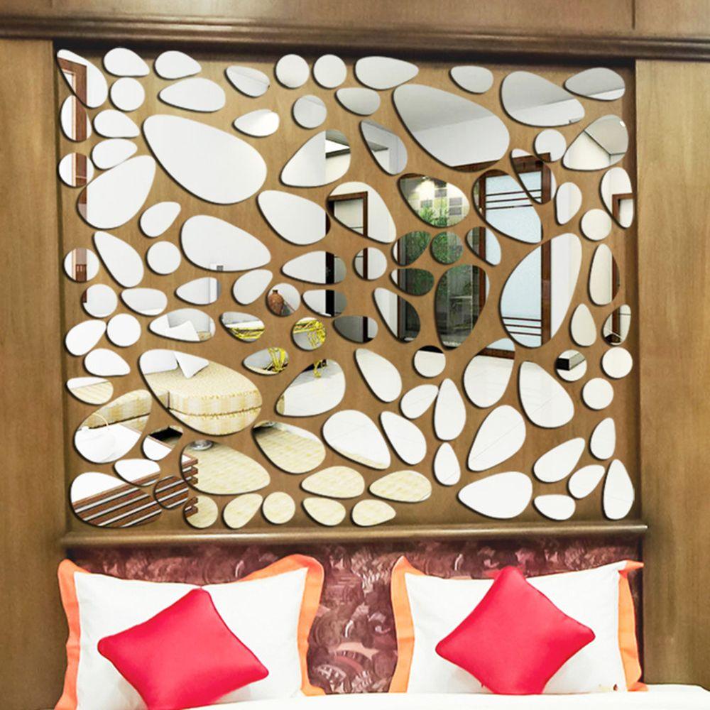 Украшения для дома Украшение для гостиной Наклейки на стену Зеркальная поверхность Виниловая фреска Искусство 3D Наклейки с галькой