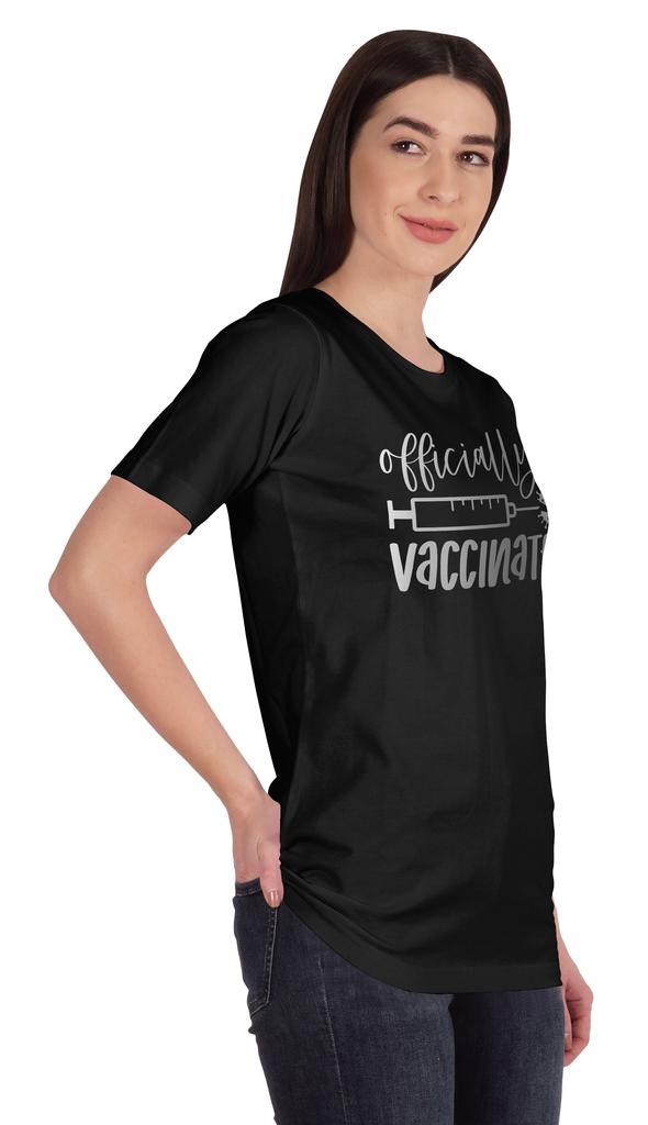 Inkmeso Officially Vaccinated T-shirt Tops For Women Graphic Crew Neck Tee