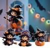 Car Mirror Hanging Decoration Cartoon Witch Cat/Kids 2D Flat Acrylic Pendant Halloween Car Rearview Mirror Ornament
