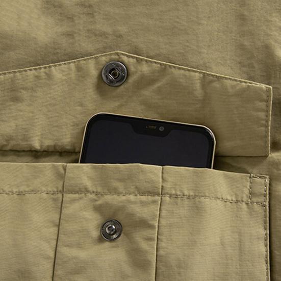 Men Fall Winter Jacket Waterproof Multi Pocket Hooded Long Sleeve Solid Color Soft Loose Smooth Zipper Closure Detachable Hat Streetwear Outdoor