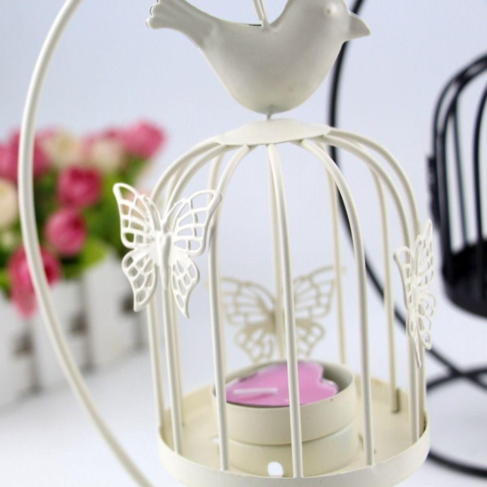 Hollow Leaf Candle Holder Iron Craft Iron Candlestick Ornaments Birdcage Candle Lamp  Desktop Decor