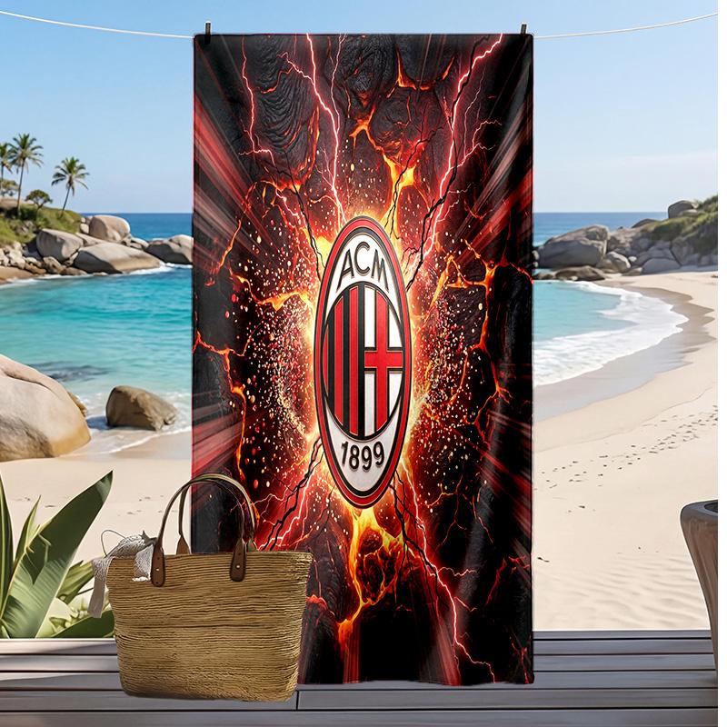 Пляжное полотенце с принтом AC Milan, быстросохнущее, мягкое, портативное, большое, прямоугольное, пляжное покрывало для путешествий, бассейна