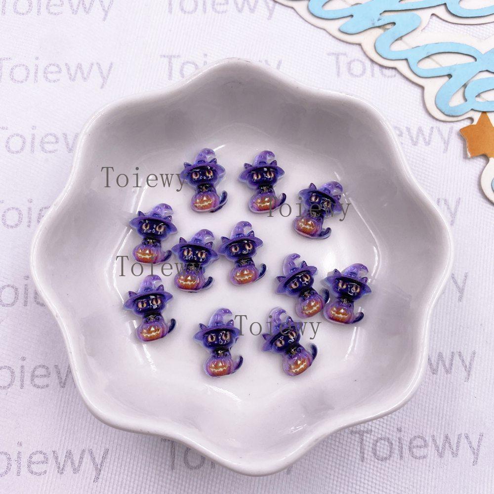 60pcs Resin Cute Mini Pumpkin Hat Cat Skull Nail Art Flatback Rhinestone Figurine DIY Halloween Scrapbook Decor Craft Accessorie
