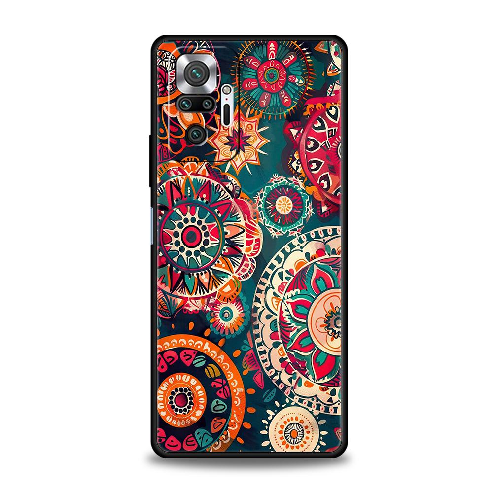 Indian Pattern Mandala Phone Case Cover for Redmi 14C 10C 9 Note 14 13 12 10 11 Pro Plus K40 K50 Pro Plus 5G Soft TPU Shell Bags