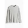 H M sliM Fit Waffle Jersey Top ligHt Grey