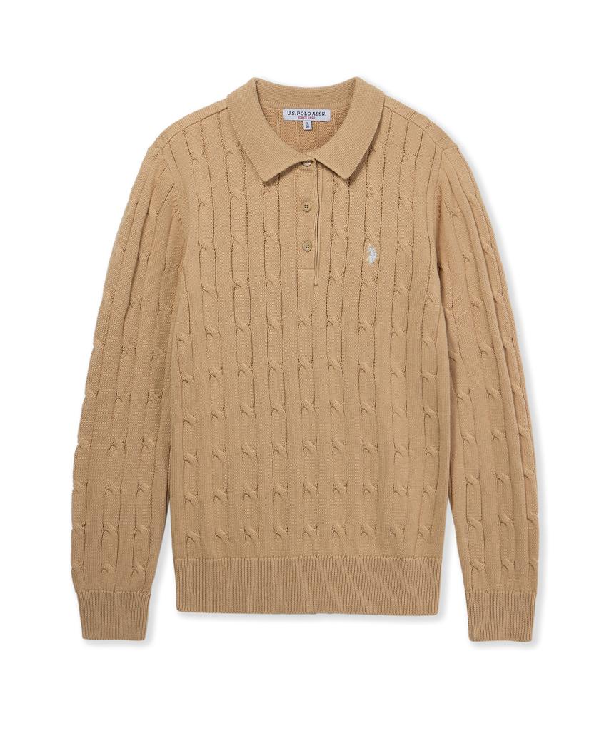USPOLOASSN Classic Cable Collar Knit _Beige