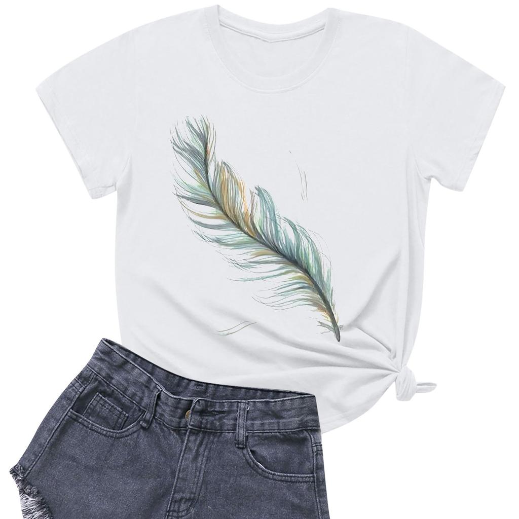 Women's Round Neck Casual Printed Short-sleeved T-shirt Top