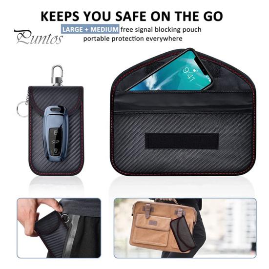 Коробка Фарадея для автомобильных ключей, блокирующая сигнализацию, двухслойный противоугонный органайзер для ключей с 2 карманами Фарадея