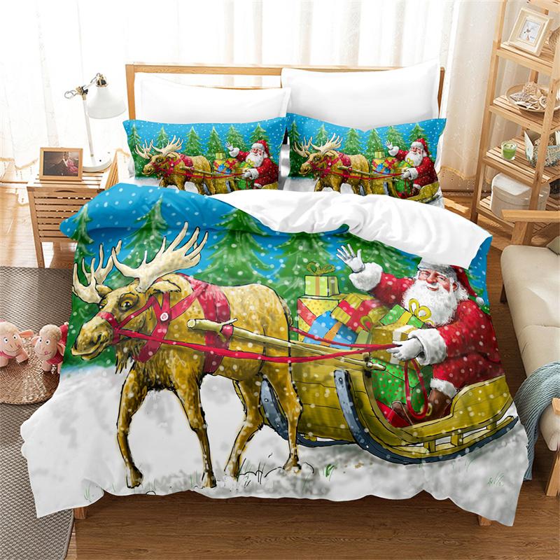 Santa Claus Bedding Collection Duvet Cover Collection Fashion Quilt Cover Boys Girls Bed Collection Christmas Decorations Bedroom El Bedding Collec