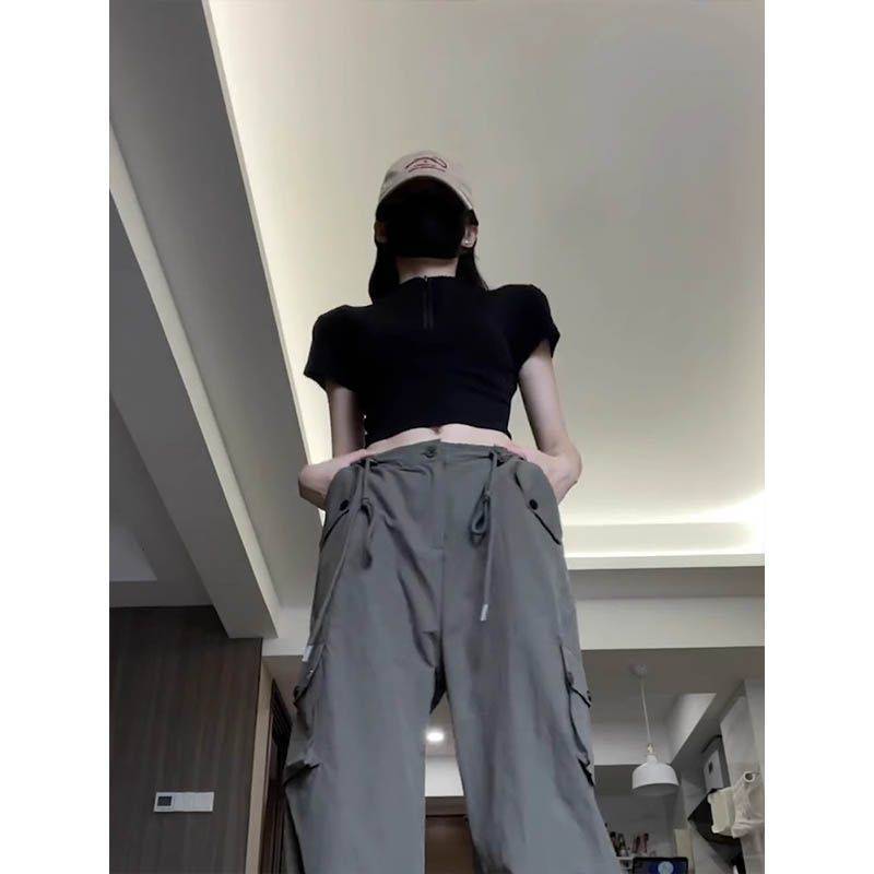 Женская футболка с коротким рукавом на молнии, черная однотонная, летняя, приталенного дизайна, до талии