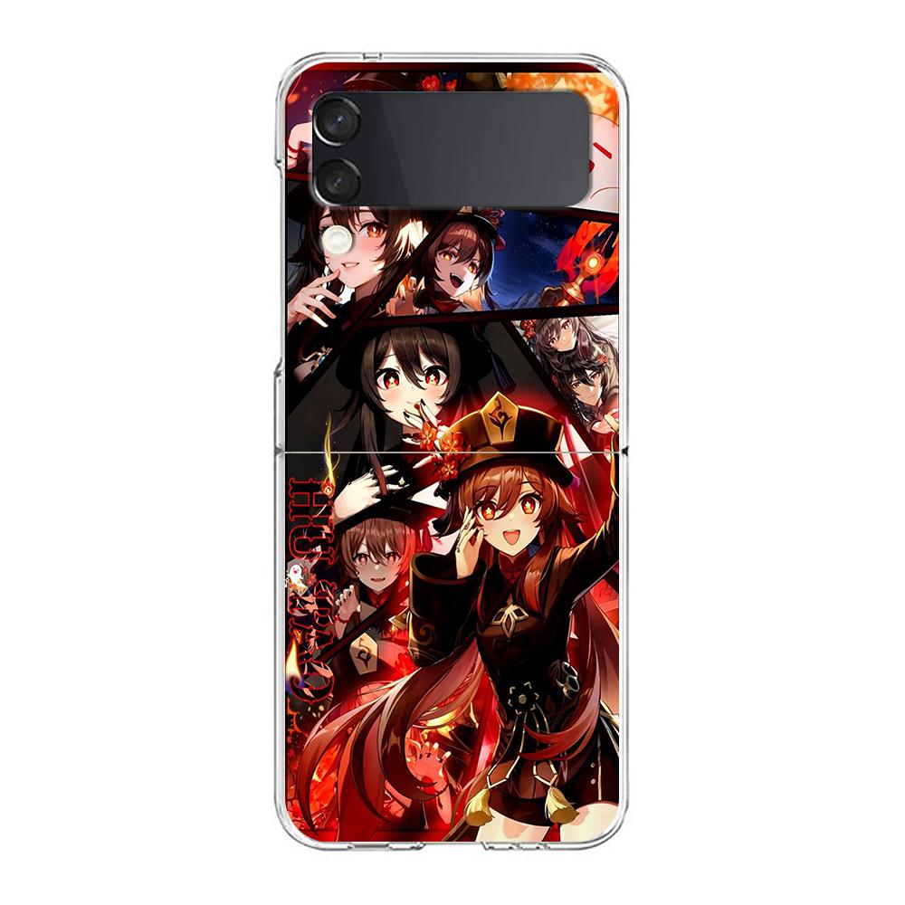 Чехол для телефона Samsung Galaxy Z Flip 3 4 5-кратный жесткий корпус из ПК для Galaxy Z Flip 3 5 прозрачный чехол Genshin Impact Ayato Wanderer