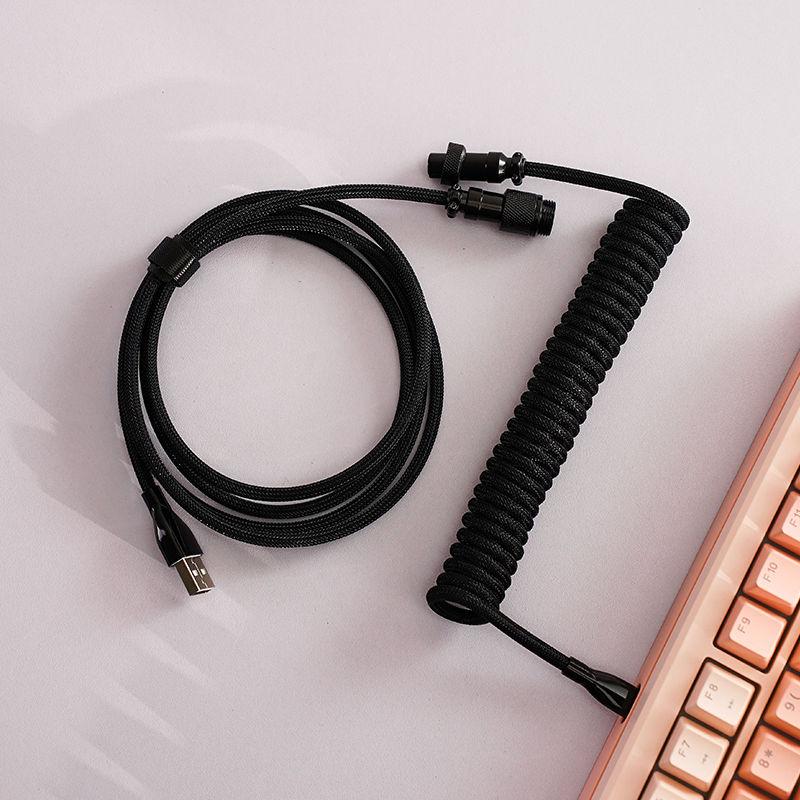 Премиальный 8K Магнитный Переключатель Пятижильный Спиральный USB-C Кабель, Плетеный Спиральный Кабель для Механической Клавиатуры с Позолотой