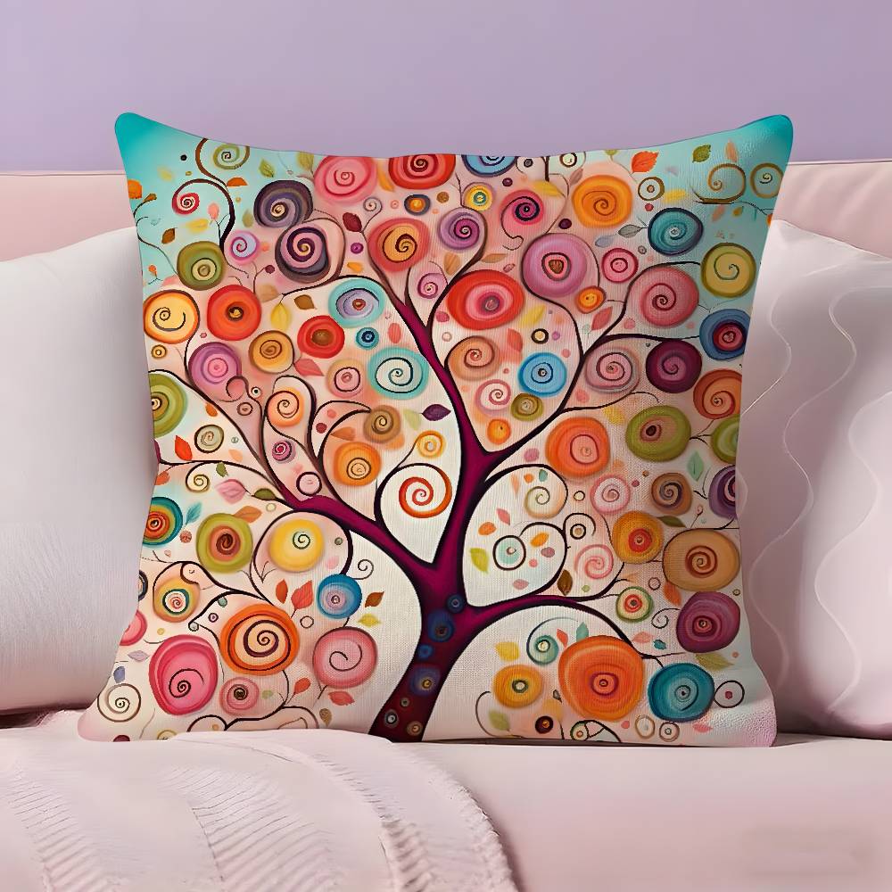 Colored Tree Pillow Case Ultra Soft Skin Friendly Fabric Cloud Like Comfort & Concealed Zipper