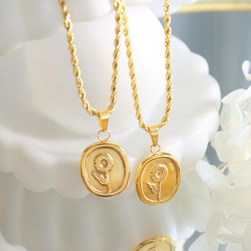 Длинное ожерелье из титановой стали с позолотой и цепочкой Rose Square Brand Niche Twist, нейтральный темперамент ветра, ювелирные изделия P817