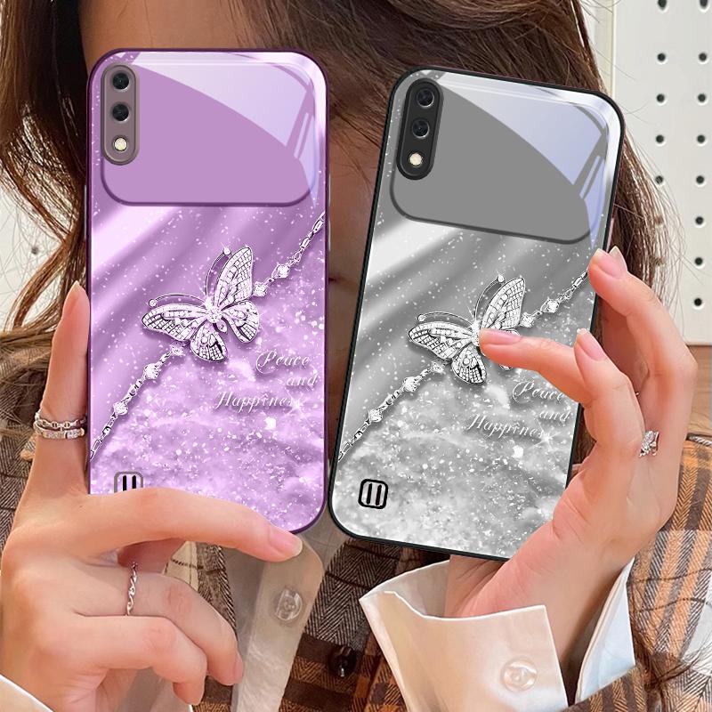 Элегантная синяя бабочка Для Samsung M02 12 Note 8 9 10 20 A 01 A02 A03 Core 04 05 06 10 12 13 14 15 A16 стекло Ультра чехол для телефона