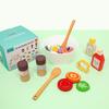 Fun Wooden Simulation Vegetable And Fruit Seasoning Salad Ingredient Set Toy