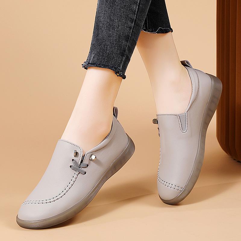 Fashion Shoes for Women Moccasins Flats Woman Loafers Genuine Leather Female Shoes Slip On Ballet Nurse Women's Shoes Plus Size 2025