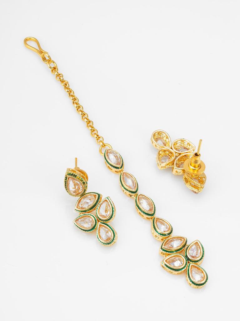 Позолоченный комплект украшений ручной работы с белыми камнями и бусинами