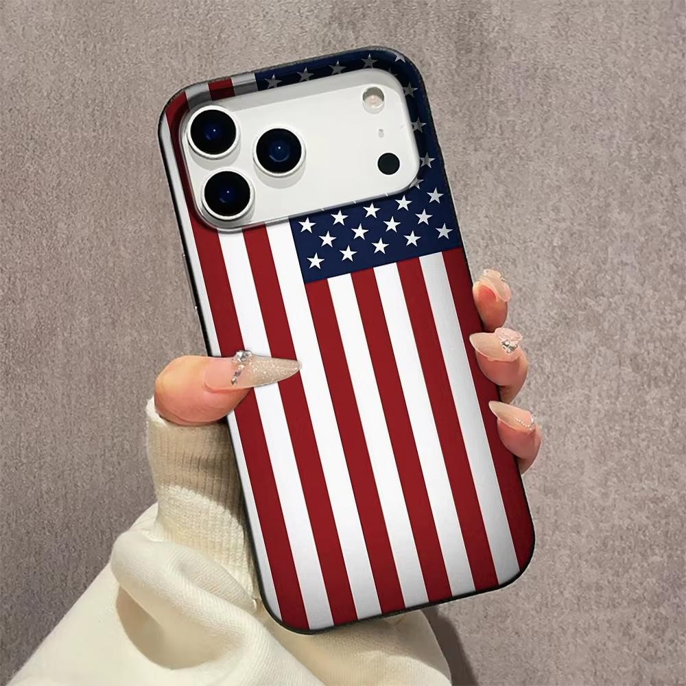 Чехол для телефона с узором американского флага для iPhone 17 Pro Max 16 15 Plus 14 13 12 11 Pro 16E 17Air XR XS Мягкий чехол с текстурой личи