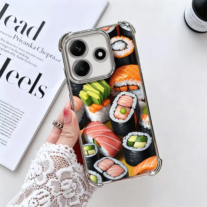 Delicious Sushi Bento Plating Phone Case For Xiaomi Redmi Note 14 15 Pro Plus 13 12 11 11S 11T 10 9S 9 5G Anti-Fall Airabag Cove
