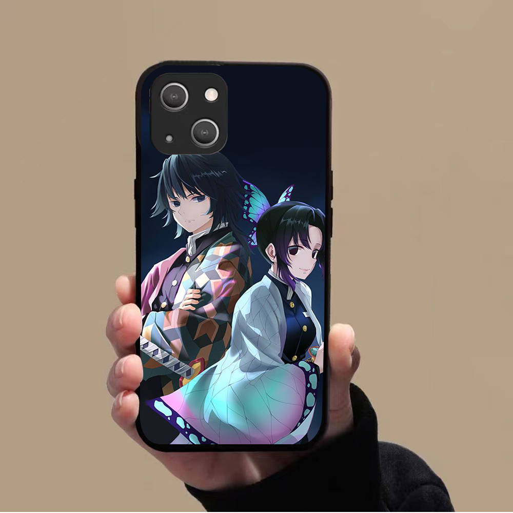 KK-10 Demon Slayer Soft Black Case for iPhone XR 14 15 11 12 13 6 7 8 X XS Pro Max Samsung S22 S23 S21 S24 FE Ultra S8 Plus